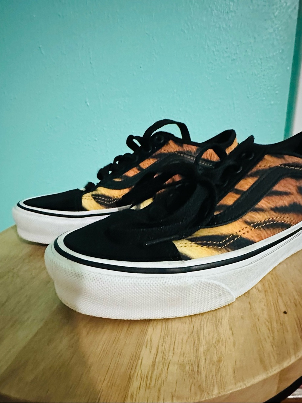 Vans Tiger-Print Skate Sneakers - Black & Orange